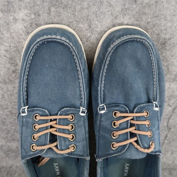 Old Navy Shoes Mens 10 Casual Boat Canvas Lace Up Moc Toe Blue Classic Peppy Low main image 5